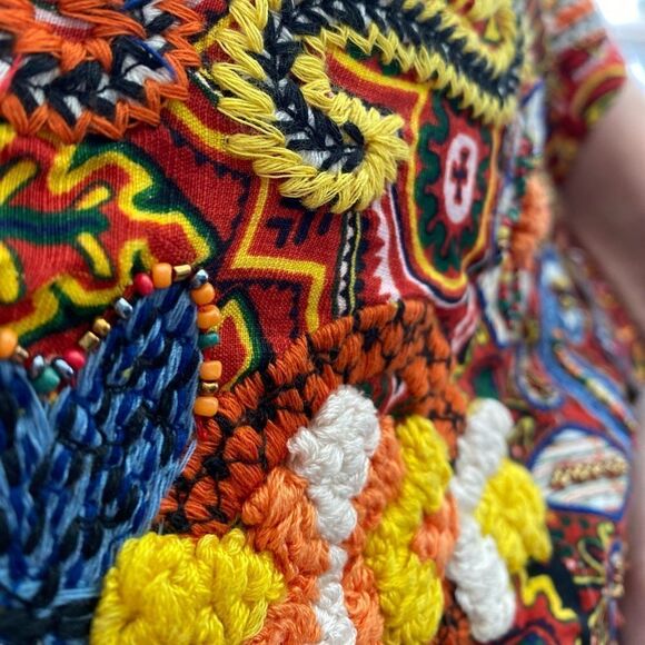 Zara Kaftan Dress Printed Embroidered Beaded New - Picture 4 of 5